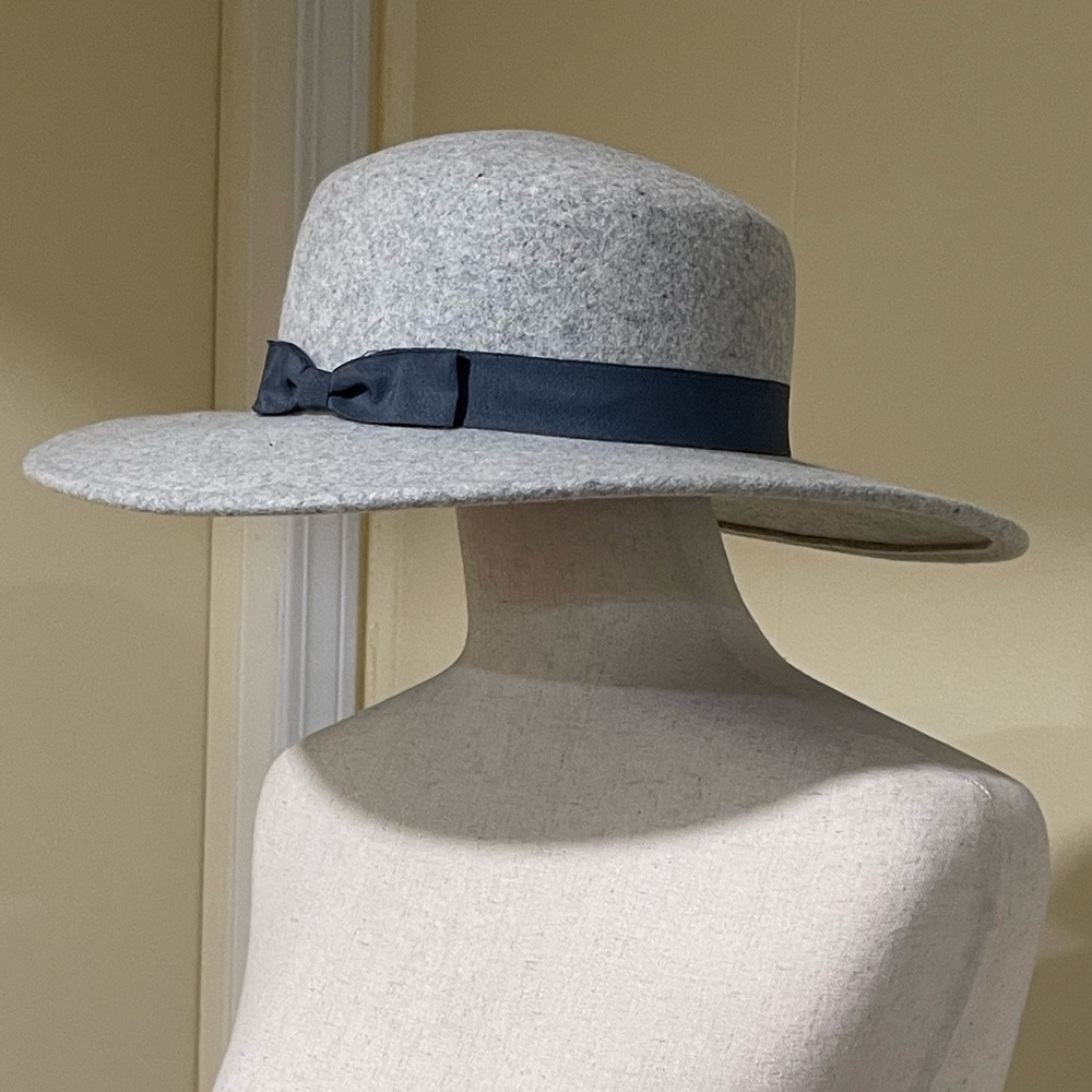 Elizabeth And James Wool Hat Gray With Blue Band Bow Women’s One Size Gray